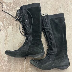 Rare puma suede knee high  Black Lace-Up Women's Boots